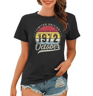 50Th Birthday Boy Awesome Since October 1972 50 Years Old Women T-shirt - Thegiftio UK