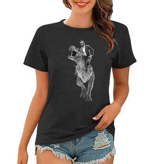 Abe Lincoln Riding A Dinosaur Women T-shirt - Monsterry