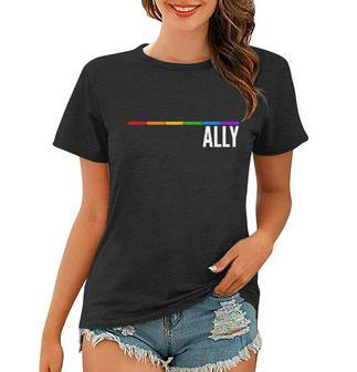 Ally Lgbt Support Rainbow Thin Line V2 Women T-shirt - Monsterry
