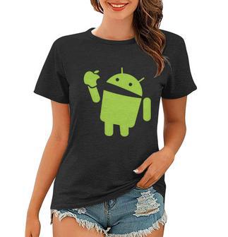 Android Eats Apple Funny Nerd Computer Tshirt Women T-shirt - Monsterry