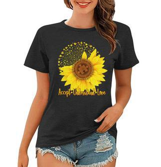 Autism Awareness Sunflower Puzzle Women T-shirt - Monsterry AU
