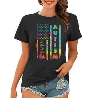 Autism Tie Dye Us Flag Colorful Women T-shirt - Monsterry CA