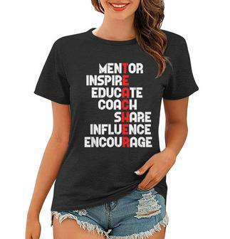 Awesome Teacher Definition Mentor Coach Educate Inspire Graphic Design Printed Casual Daily Basic Women T-shirt - Thegiftio UK