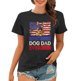 Best German Shepherd Dad Ever American Flag Patriotic Gift Women T-shirt - Monsterry DE