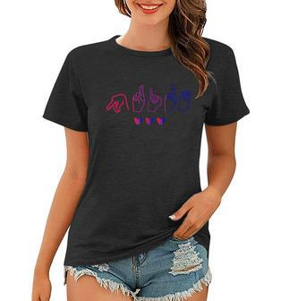 Bisexual Asl Pride Bi Sign Langauge Bisexuality Outfit Women T-shirt - Monsterry AU