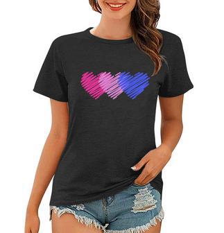 Bisexual Flag Hearts Love Lgbt Bi Pride Women T-shirt - Monsterry UK