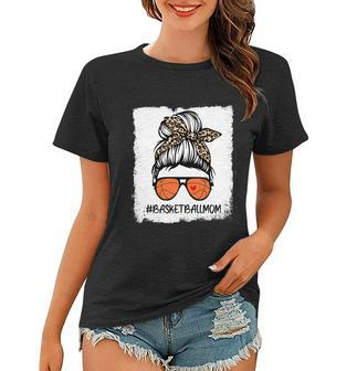 Bleached Basketball Mom Life Leopard Messy Bun Game Day Gift Women T-shirt - Monsterry