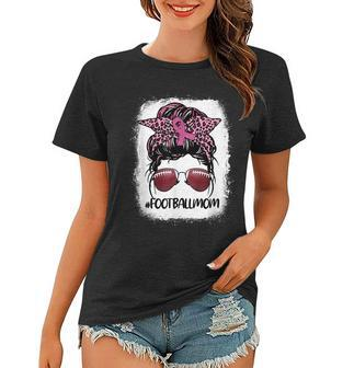 Bleached Pink Out Football Mom Messy Bun Pink Breast Cancer V5 Women T-shirt - Thegiftio UK
