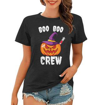 Boo Boo Crew Nurse Pumpkin Funny Halloween Ghost Costume Women T-shirt - Seseable