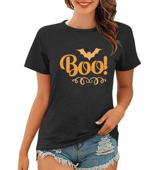 Boo Ghost Bat Halloween Quote Women T-shirt - Monsterry