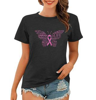 Breast Cancer Awareness Butterfly Ribbon Quotes Tshirt Women T-shirt - Monsterry