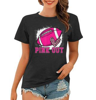 Breast Cancer Ribbon Pink Out Football Pink Ribbon Bleached V2 Women T-shirt - Thegiftio UK