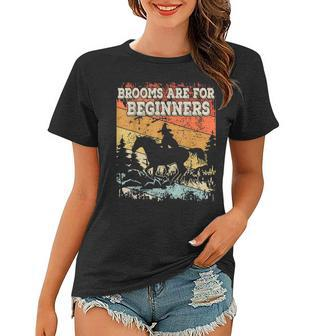Brooms Are For Beginners Horse Lover Witch Halloween Women T-shirt - Seseable