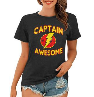 Captain Awesome Comic Logo Women T-shirt - Monsterry