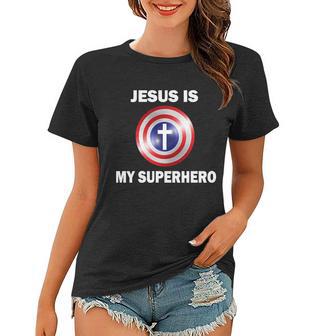 Captain Jesus Is My Superhero Cross Logo Women T-shirt - Monsterry AU