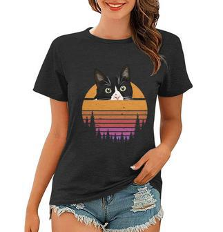 Cat Retro Style Gift Kitten Retro Style Cool Black Cat Gift Women T-shirt - Thegiftio UK