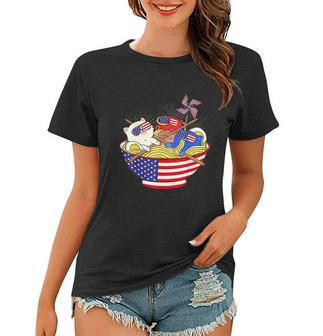 Cats Ramen Anime American Flag Funny 4Th Of July Cat Lovers Women T-shirt - Monsterry DE