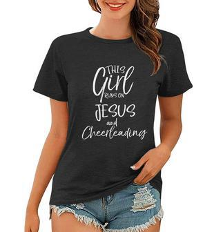Cheerleader Gift This Girl Runs On Jesus And Cheerleading Meaningful Gift Women T-shirt - Monsterry