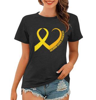 Childhood Cancer Awareness Yellow Ribbon Heart Women T-shirt - Monsterry AU