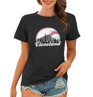 Cleveland Baseball Skyline Retro Tshirt Women T-shirt - Monsterry CA
