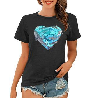 Cool Shark Love Heart Women T-shirt - Monsterry CA