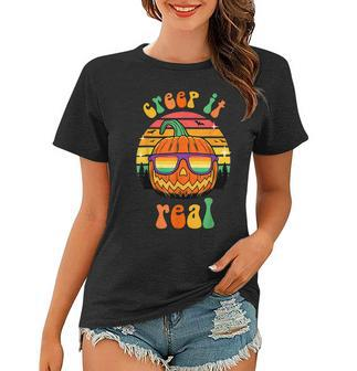 Creep It Real Halloween Ghost Groovy Spooky Witch Boys Girls Women T-shirt - Seseable