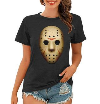 Creepy Goalie Hockey Halloween Mask Graphic Design Printed Casual Daily Basic Women T-shirt - Thegiftio UK
