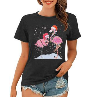 Cute Christmas Festive Flamingos Tshirt Women T-shirt - Monsterry