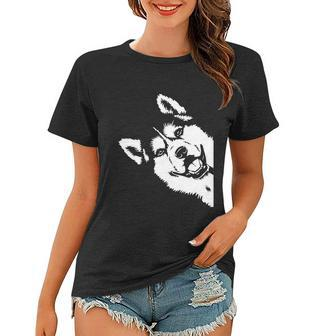 Cute Siberian Husky Dog Face Pup Pet Puppy Lover Dad Mom Gift Women T-shirt - Monsterry DE