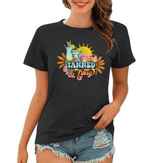 Cute Summer Tanned And Tipsy Funny Salty Beaches Girls Trip V2 Women T-shirt - Seseable