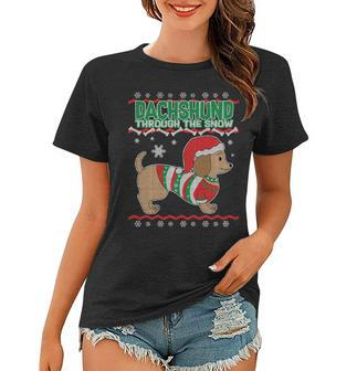Dachshund Through The Snow Ugly Christmas Women T-shirt - Monsterry