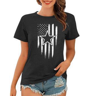 Dallas Tx Star Football Fan Distressed Us Flag Women T-shirt - Monsterry