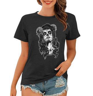 Day Of The Dead Beauty Skeleton Tshirt Women T-shirt - Monsterry