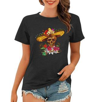 Day Of The Dead Sugar Skull Sombrero Tshirt Women T-shirt - Monsterry DE