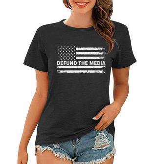 Distressed Defund The Media American Flag Women T-shirt - Monsterry DE