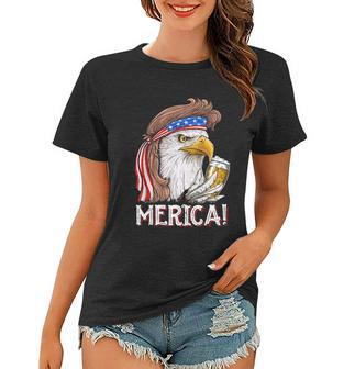 Eagle Mullet 4Th Of July Beer Usa American Flag Merica Cute Gift Women T-shirt - Monsterry