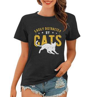 Easily Distracted By Cats Gift Women T-shirt - Monsterry UK