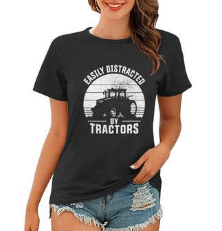 Easily Distracted By Tractors Farmer Tractor Funny Farming Tshirt Women T-shirt - Monsterry CA