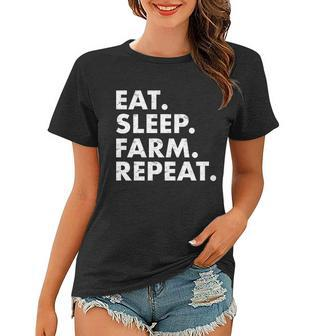 Eat Sleep Farm Repeat T-Shirt Graphic Design Printed Casual Daily Basic Women T-shirt