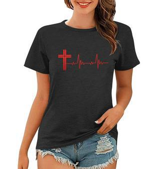 Faith Cross Heartbeat Pulse V2 Women T-shirt - Monsterry