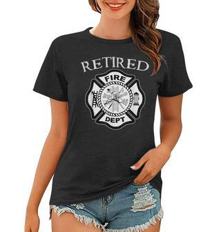 Firefighter Retired Fire Dept Tshirt Firefighter Ladder Engine Women T-shirt - Seseable