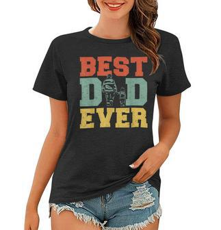 Firefighter Retro Best Dad Ever Firefighter Daddy Happy Fathers Day V2 Women T-shirt - Seseable