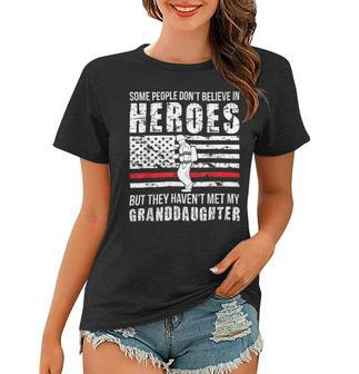 Firefighter Shes My Granddaughter Grandma Of A Firefighter Grandma Women T-shirt - Seseable