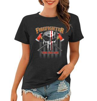 Firefighter Thin Red Line Flag Skull Tshirt Women T-shirt - Monsterry DE