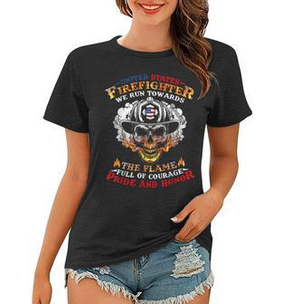 Firefighter United States Firefighter We Run Towards The Flames Firemen_ V2 Women T-shirt - Seseable