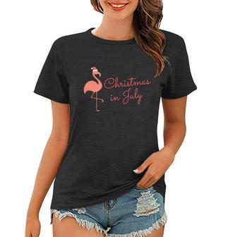 Flamingo Christmas In July Gift Women T-shirt - Monsterry