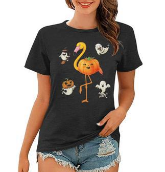 Flamingo Pumpkin Halloween Bird Lover Gifts For Girls And Boys Tshirt Women T-shirt - Monsterry CA