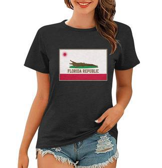 Florida Republic Vintage Alligator Flag Women T-shirt - Monsterry DE