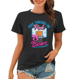 Free Throws Or Pink Bows Boy Or Girl Gender Reveal Party Graphic Design Printed Casual Daily Basic Women T-shirt - Thegiftio UK