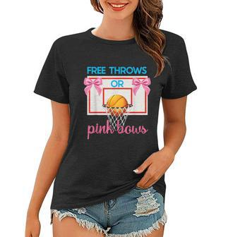 Free Throws Or Pink Bows Gender Reveal Basketball Theme Graphic Design Printed Casual Daily Basic Women T-shirt - Thegiftio UK